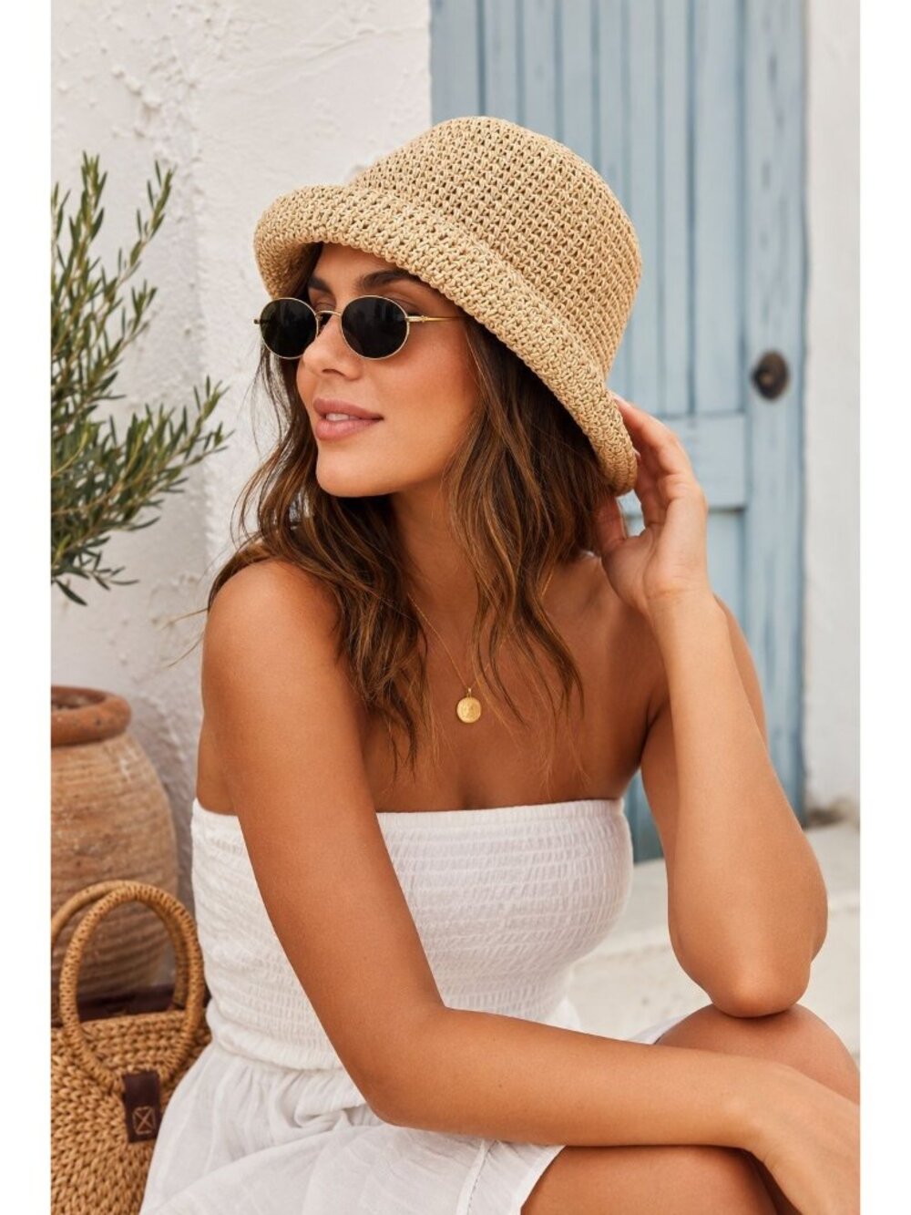 Natural Woven Paper Straw Bucket Hat | Beige Summer Sun Hat | Lightweight Beach